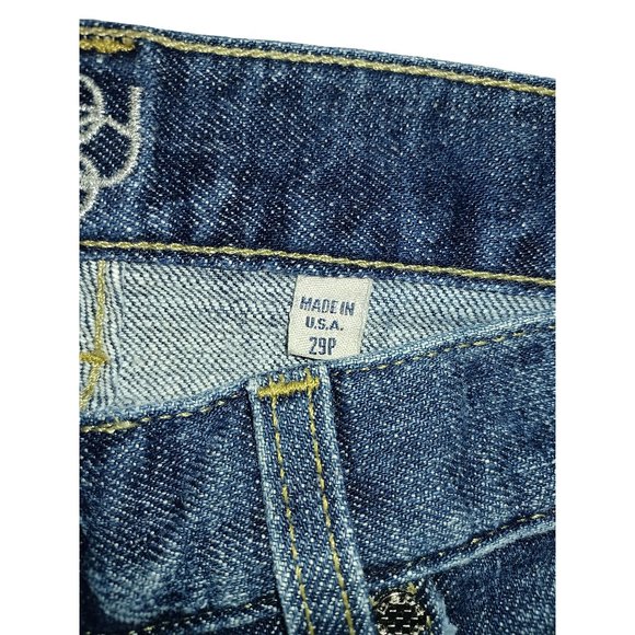 Bebe Dark Denim Twill LowRise Boot Jeans Rhinestone Buttons + Pocket Pin 29W/31L - Picture 14 of 14